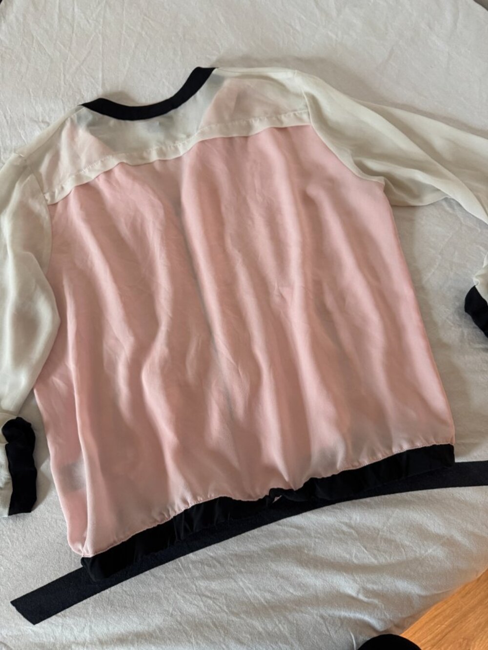 Mossimo Supply Co. Blush Pink Colorblock Bomber Jacket Sz L - Picture 9 of 9